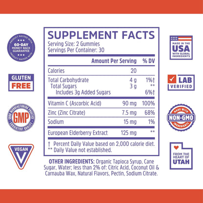 Zhou Nutrition Elder-Mune Sambucus Elderberry Gummies with Zinc and Vitamin C & vH Zhou NutritionBuy Supplements Australia