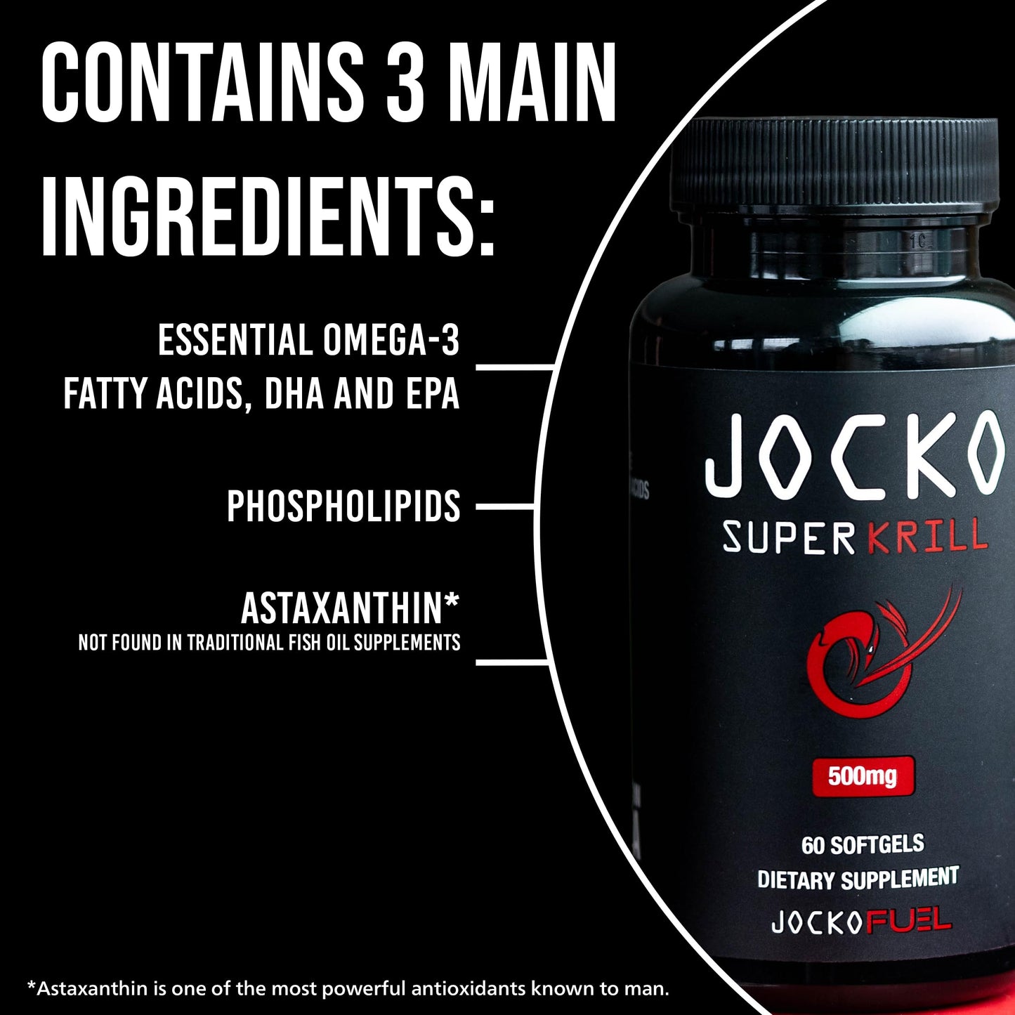Jocko Fuel Antarctic Krill Oil Omega 3 Fatty Acid Supplements DHA & EPA - 1000mg Softgels - Supports Joints, Mobility
