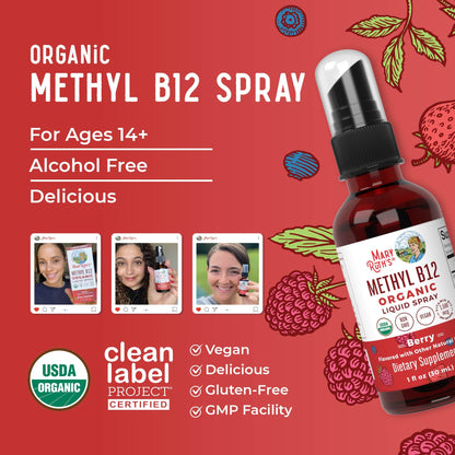 MaryRuth Organics Methyl B12 Spray | 1,500 mcg B12 Per Serving | Methylcobalamin | Energy Metabolism | Nervous System Support | Neuro Health | Vegan | Gluten Free | Sugar Free | 1 Fl Oz MARYRUTH'SBuy Supplements Australia
