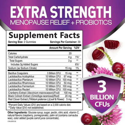Menopause Supplement Gummies - 3 Billion CFU Women's Probiotics - Advanced Menopause Relief Formula for Women with Black Cohosh & Red Clover - Mild Hot Flashes & Night Sweats Support - 60 Gummies Nature's NutritionBuy Supplements Australia