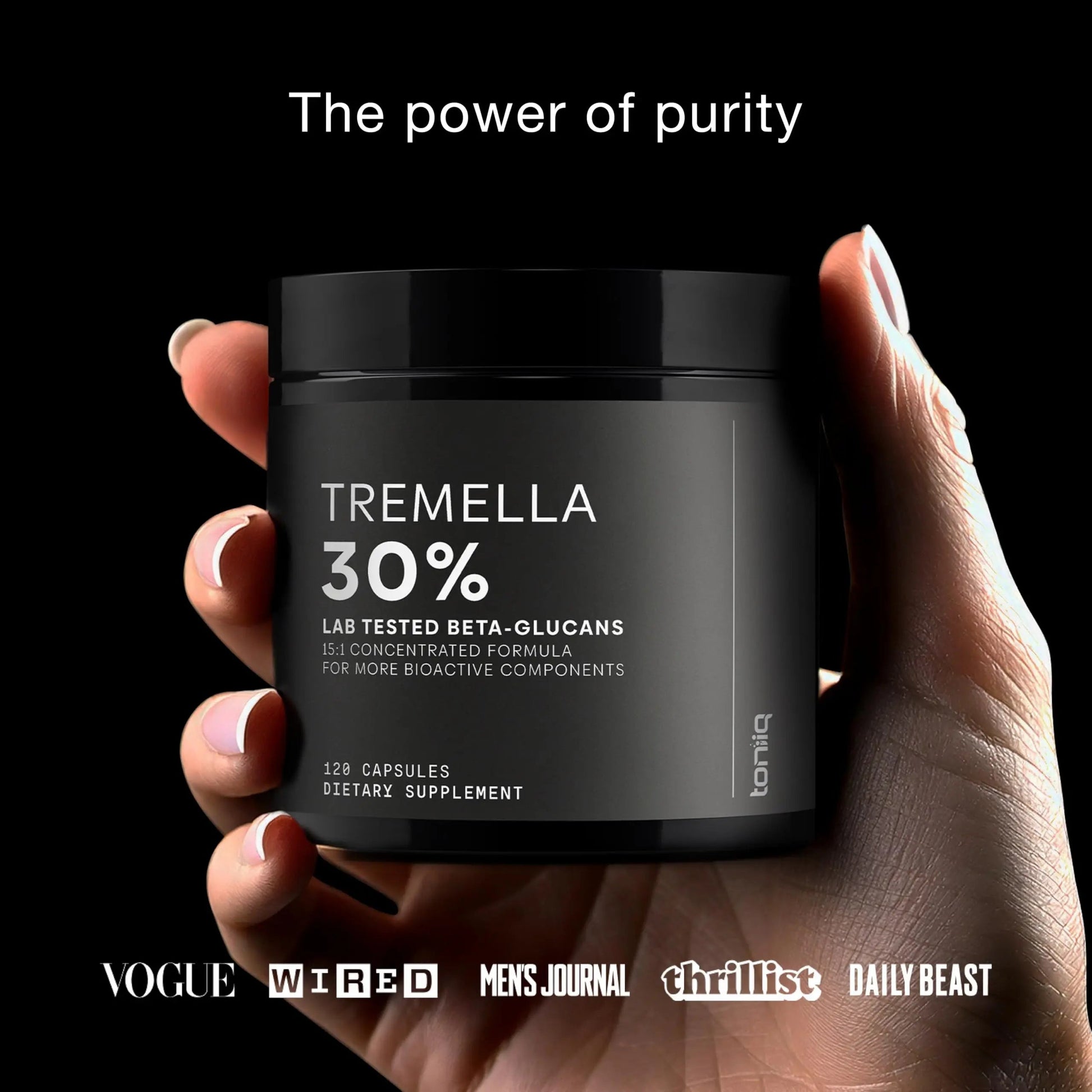 Tremella Mushroom Ultra High Potency 15:1 Extract with 30% Beta Glucans - Pure & Concentrated Formula - Third-Party Lab Tested for Purity & Quality - 120 Capsules Toniiq buy supplements Au