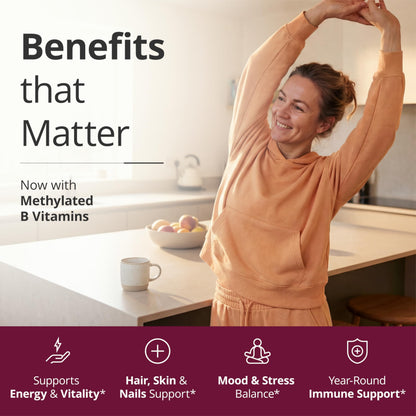 Multivitamin for Women with Methylated Vitamins and Chelated Minerals for Energy, Focus and Immune Health
