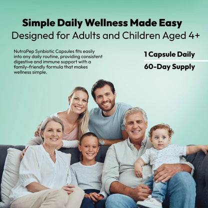 NutraPep Synbiotics Probiotic Prebiotic Postbiotic - Daily Gut Health Support with Pre Pro & Post Biotics for Men Women - Digestive & Immune Support Balance Synbiotic Supplement - Vegan Gluten Free NutraPepBuy Supplements Australia
