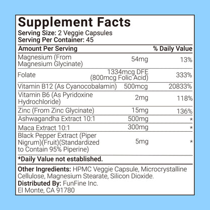 RevitaPlus 8-in-1 Ashwagandha Supplements with B12 B6 Magnesium Maca Zinc Folate, Cortisol Supplements for Women and Men Supports Stress Relief, Sleep, Energy, Focus(90 Capsules) RevitaPlusBuy Supplements Australia