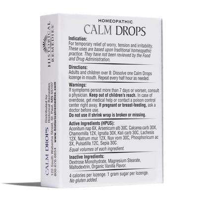 Historical Remedies Calm Drops Homeopathic Lozenges (1 Pack)| Natural Care for Emotional Stress Relief, Vegan & Gluten-Free Organic Vanilla Flavor Drops to Promote Relaxation and a Sense of Calm Historical Remedies buy supplements Au