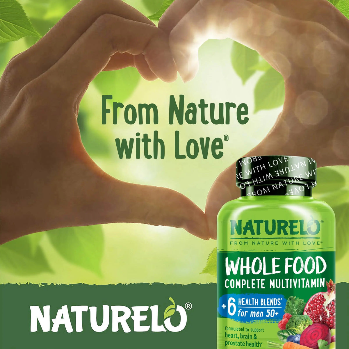 NATURELO Whole Food Multivitamin for Men 50+ - with Vitamins, Minerals, Organic Herbal Extracts - Vegan Vegetarian NATURELOBuy Supplements Australia