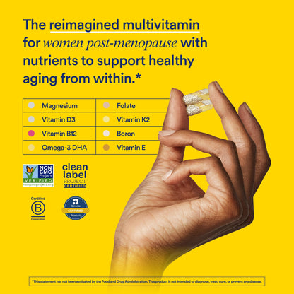 Ritual Multivitamin for Women 50+, Menopause Supplements with Vitamin D3, K2 and Magnesium for Bone Support*, Omega-3 DHA, Vitamin B12, Non-GMO, Mint Essenced, 30 Day Supply, 60 Vegan Capsules RitualBuy Supplements Australia