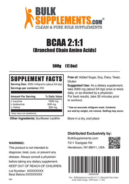BULKSUPPLEMENTS.COM Beta Alanine Powder (500g), with L-Citrulline Malate 2:1 Powder (100g), L-Glutamine Powder (1KG) & BCAA 2:1:1 Powder (500g) Bundle