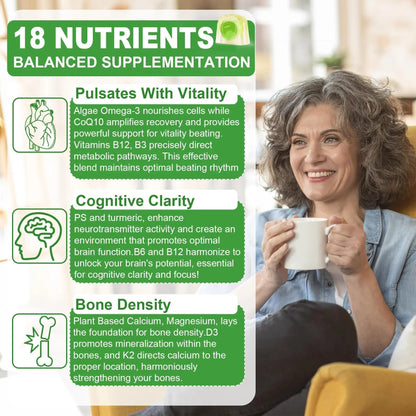 NEVISS 50+ Daily Gummy Multivitamin Algae Omega 3 & Calcium, CoQ10, Magnesium + Vitamin D3 5000IU Gummies 125mcg with Calcium 600mg, K2(MK7) 200mcg NEVISSBuy Supplements Australia