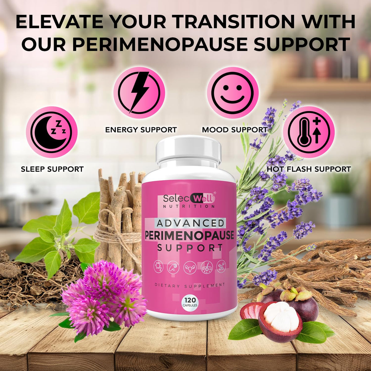 Perimenopause & Menopause Support Supplement for Women – Multi‑Symptom Relief with Black Cohosh & Red Clover Isoflavones | Ashwagandha Adaptogen & Herbal Blend | Hormone Balance Support | 120 Capsules SelecWellBuy Supplements Australia
