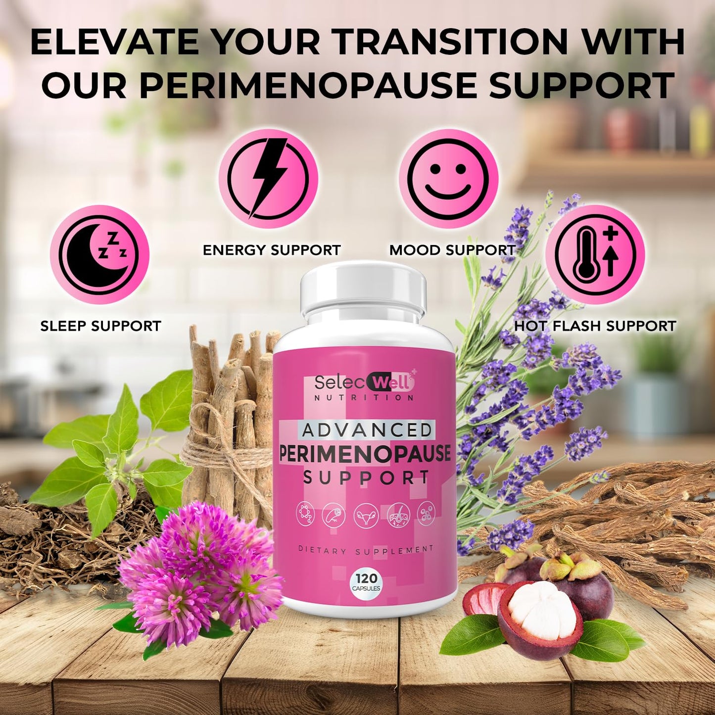 Perimenopause & Menopause Support Supplement for Women – Multi‑Symptom Relief with Black Cohosh & Red Clover Isoflavones | Ashwagandha Adaptogen & Herbal Blend | Hormone Balance Support | 120 Capsules SelecWellBuy Supplements Australia