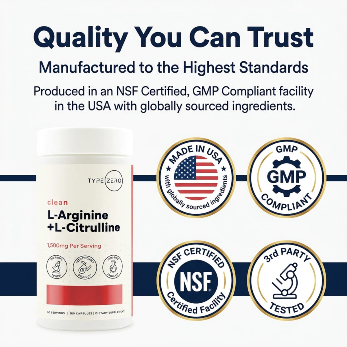 Type Zero L-Arginine + L-Citrulline Supplement (1500mg) - Nitric Oxide Booster - Clean, Keto-Friendly, GMO-Free, 180 Capsules, 90 Servings Type ZeroBuy Supplements Australia