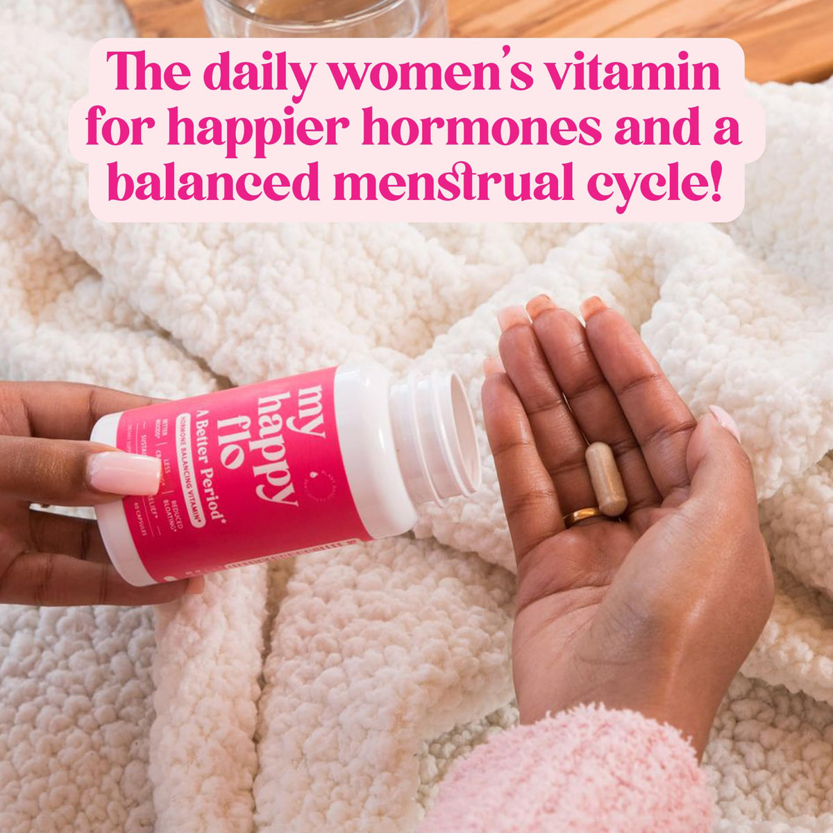 My Happy Flo PMS Support Supplement for Women with Iron, PMS Relief Hormone Support for Women, 10-in-1 PMDD Supplements for Women | DIM & I3C Indole-3-Carbinol for Cramp Relief, Heavy Flow - 60 Caps My Happy FloBuy Supplements Australia