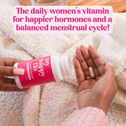 My Happy Flo PMS Support Supplement for Women with Iron, PMS Relief Hormone Support for Women, 10-in-1 PMDD Supplements for Women | DIM & I3C Indole-3-Carbinol for Cramp Relief, Heavy Flow - 60 Caps My Happy FloBuy Supplements Australia