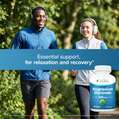 Magnesium Glycinate 400mg | 4+ Month Supply | Sleep, Relaxation & Muscle Support | High Absorption Chelated Magnesium Supplement for Women & Men