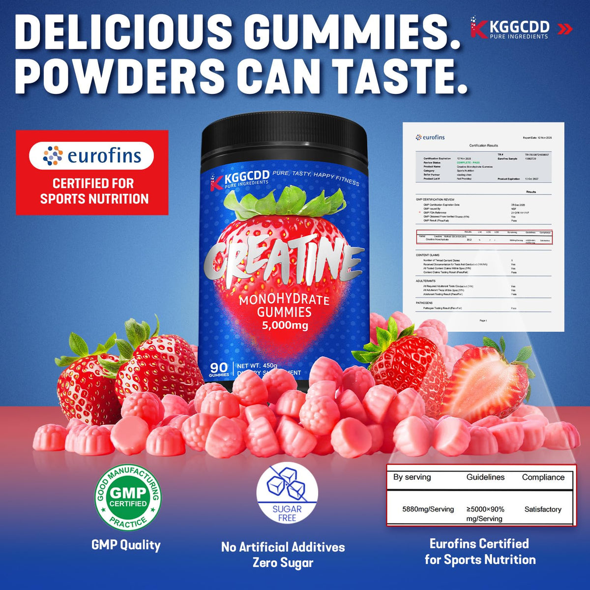 KGGCDD 99.99% Creatine Monohydrate Gummies for Men & Women, 5,000mg Tasty Creatine Gummies for Muscle Strength, Endurance, Recovery & Sugar Free, Gluten-Free, Vegan, Non-GMO, 90 Count KGGCDDBuy Supplements Australia