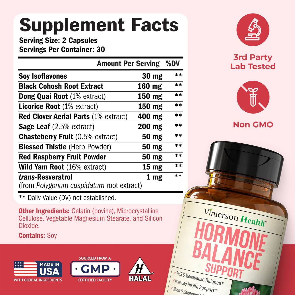 Hormone Harmony for Women with Black Cohosh, Dong Quai & Red Clover – Natural Hormone Balance for Women of All Ages – Supports PMS, Menopause & Mood – Women’s Hormone Balance Supplement – 60 Capsules Vimerson HealthBuy Supplements Australia