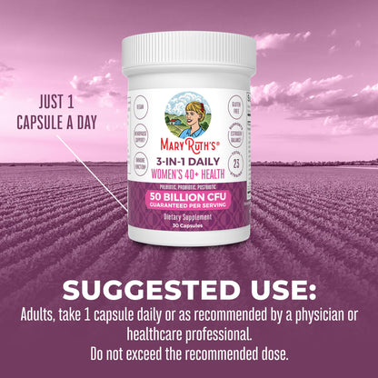 MaryRuth's 3-in-1 Daily Health 40+ Probiotics for Women | Hormonal & Menopause Support Supplement for Women | Gut Health Capsules | 50 Billion CFU | Allergen Free | 30 Ct MARYRUTH'SBuy Supplements Australia
