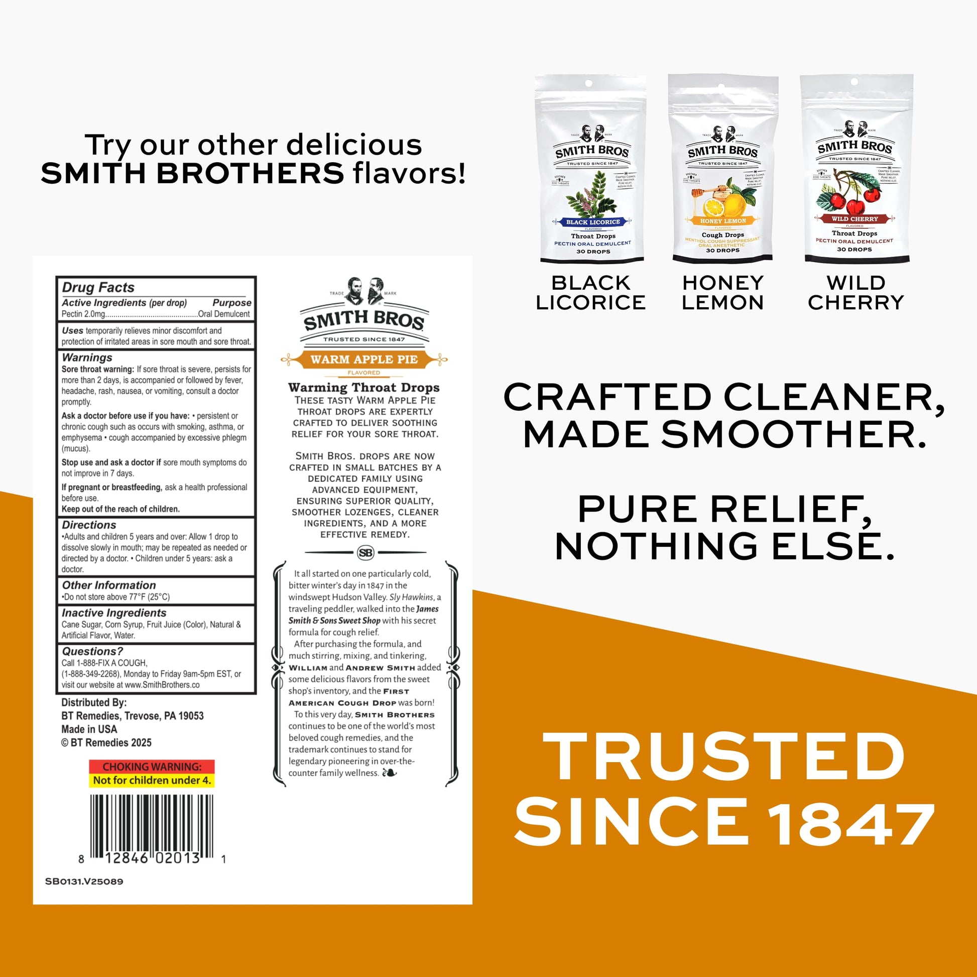 Sore Throat Lozenges with Pectin by Smith Brothers (Warming Apple Pie, 90 Count): Vintage Candy Throat Drops - The Original American Cough Drop Smith Bros. buy supplements Au