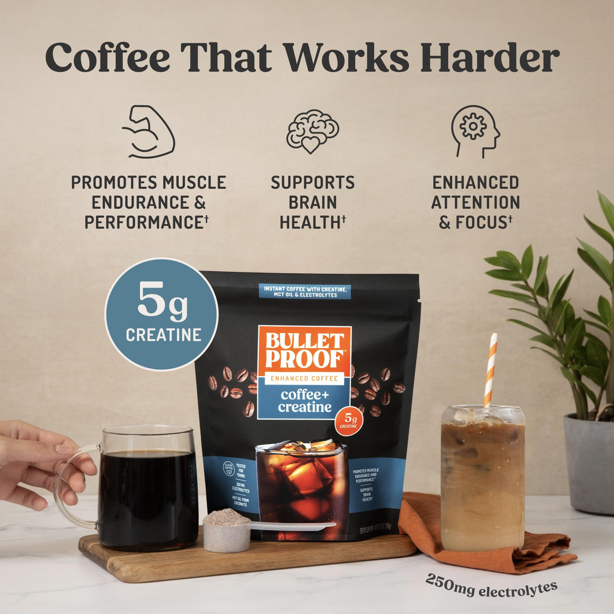 Bulletproof Coffee + Creatine Instant Coffee, 5g Micronized Creatine Monohydrate with Electrolytes & MCT Oil, Clean Toxin-Tested Beans, Energy & Performance Support, 38 Servings BulletproofBuy Supplements Australia