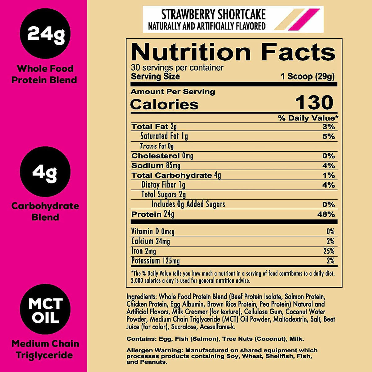 REDCON1 MRE Lite Whole Food Protein Powder, Strawberry Shortcake - Low Carb & Whey REDCON1Buy Supplements Australia