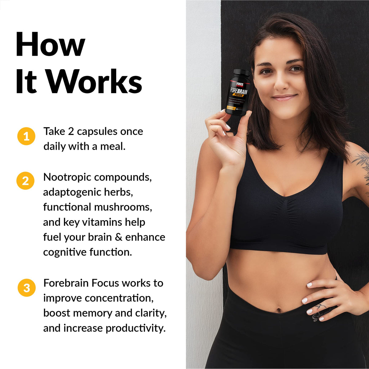 Forebrain Focus Brain Booster, Brain Supplement to Boost Clarity & Concentration, Improve Memory & Sharpness & Productivity, Nootropic Brain Support Supplement, Force Factor, 120 Capsules, Black Force FactorBuy Supplements Australia