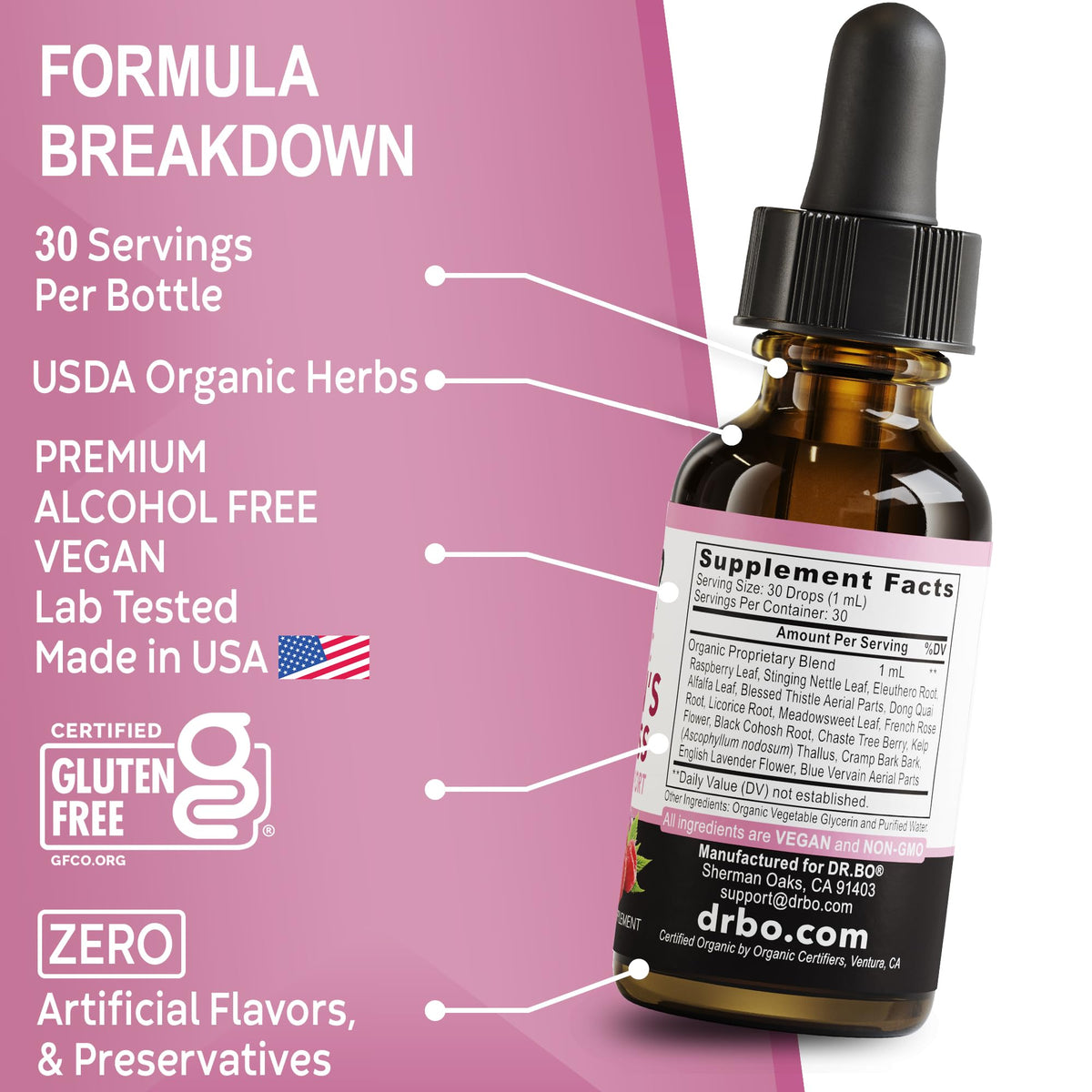 Hormone Balance for Women & PMS Relief - Women's Wellness Organic Hormonal Balance Supplements Liquid Drops & Menstrual Cramp Period Support - Raspberry Leaf, Chasteberry, Black Cohosh Supplement 1 Oz DR. BOBuy Supplements Australia