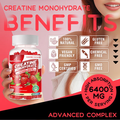 Creatine Monohydrate Gummies Complex for Men & Women -Advanced Formula W/L-Taurine + Vitamin B12, Sugar Free Chewable Supplement,90 Strawberry Gummies OpenovominsBuy Supplements Australia