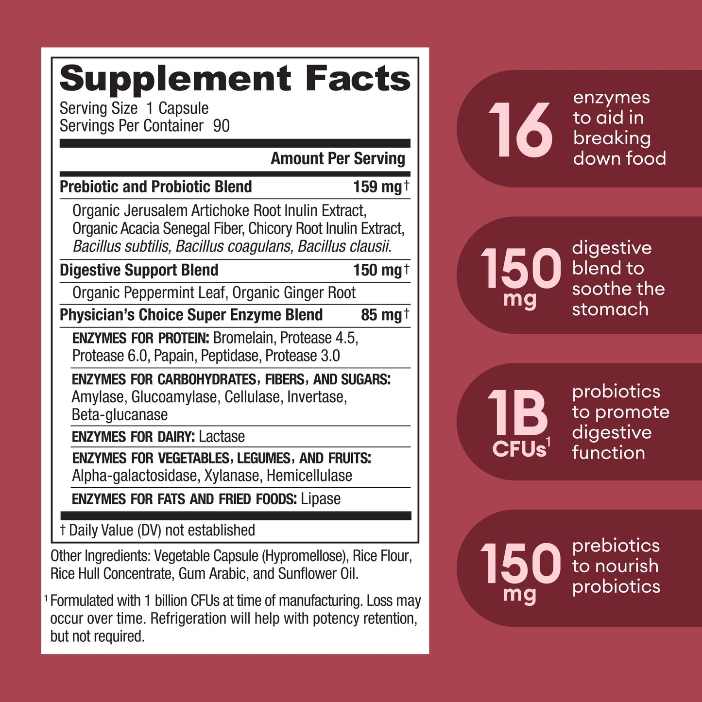 Physician's CHOICE Digestive Enzymes - Multi Enzymes, Organic Prebiotics & Probiotics Physician's CHOICEBuy Supplements Australia