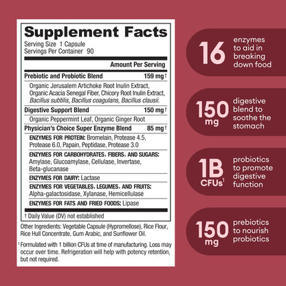 Physician's CHOICE Digestive Enzymes - Multi Enzymes, Organic Prebiotics & Probiotics Physician's CHOICEBuy Supplements Australia
