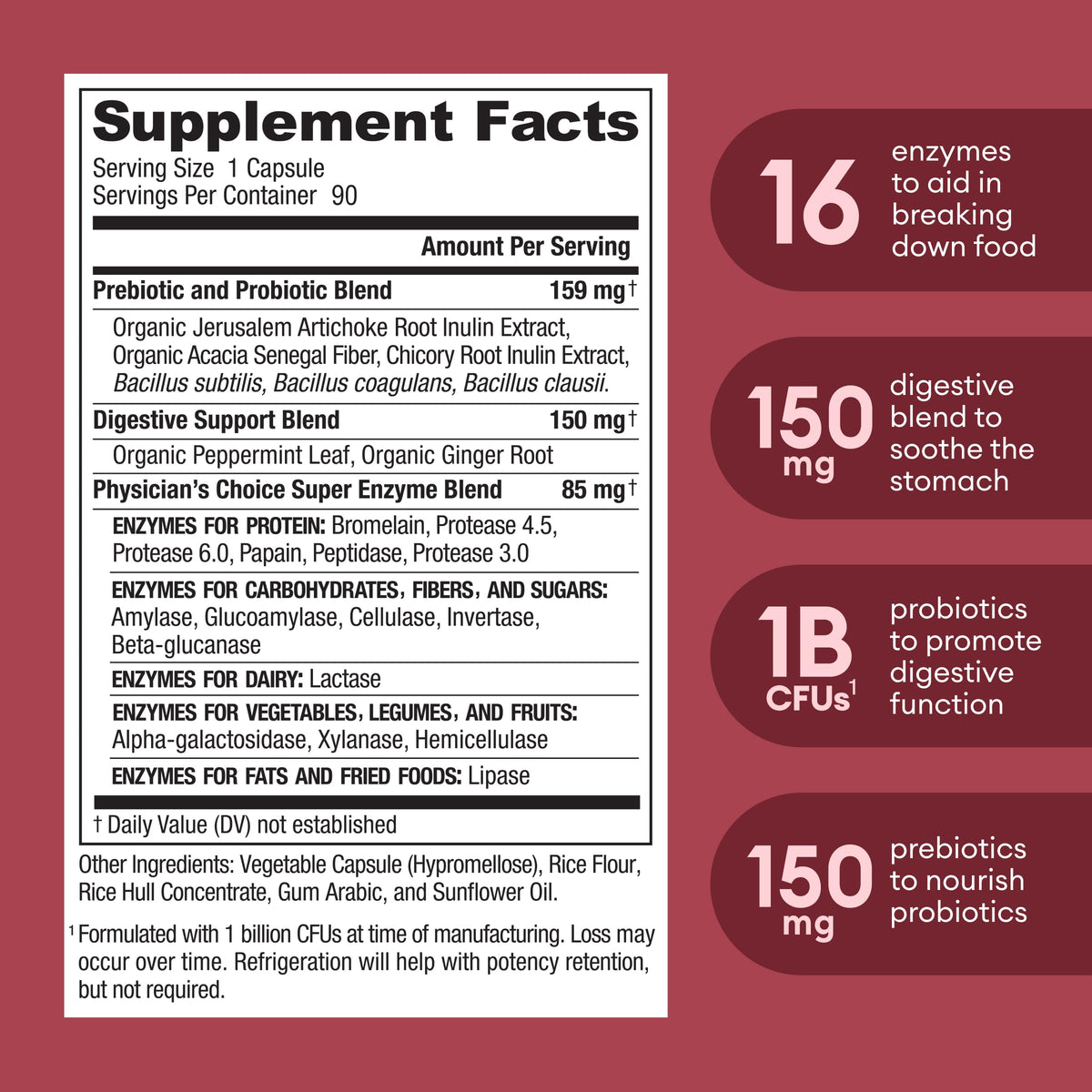 Physician's CHOICE Digestive Enzymes - Multi Enzymes, Bromelain, Organic Prebiotics Physician's CHOICEBuy Supplements Australia