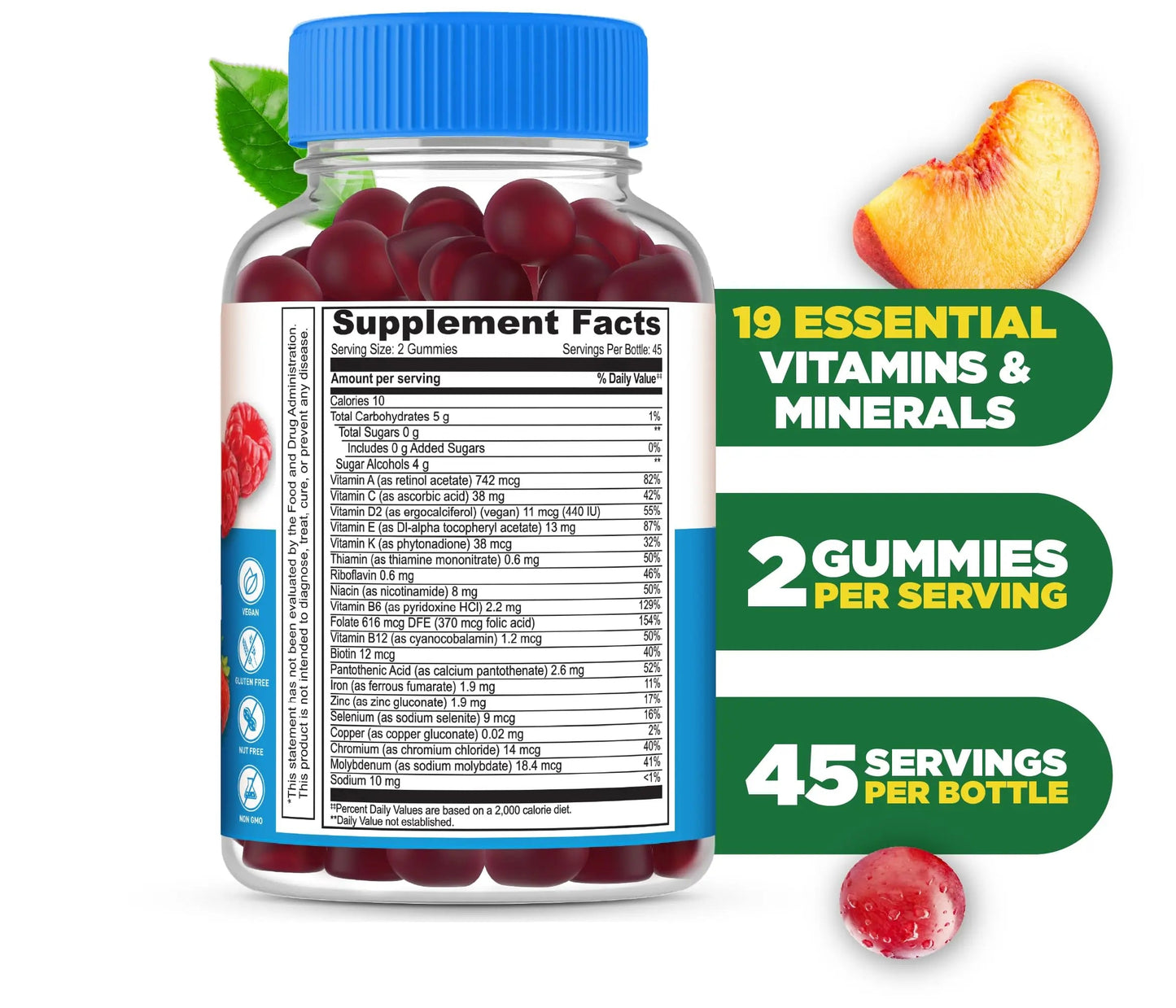 Lifeable Sugar Free Multivitamin for Men Gummies | with Iron and 18 Essential Vitamins and Minerals | Sugar Free Vitamins | 90 Gummies Lifeable