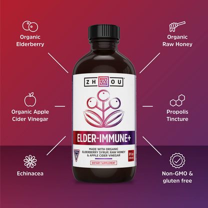 Zhou Nutrition Elderberry Syrup, Immune System Booster with Organic Elderberry Syrup Zhou NutritionBuy Supplements Australia