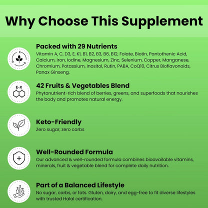 SHIFAA NUTRITION Halal Vitamins, Multivitamin for Women & Men – Comprehensive Support for Heart, Brain, Eye & Immune Health SHIFAA NUTRITION