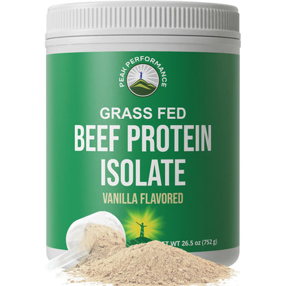 Grass Fed Beef Protein Powder - Lactose Free Great Tasting Beef Protein Isolate. Complete Animal Based Non Dairy Paleo Carnivore Supplement for Prime Muscle Building. No Whey. Vanilla Flavor Peak PerformanceBuy Supplements Australia