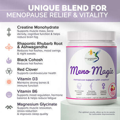 Meno Magic Menopause Support Drink – Raspberry Lemonade with Creatine, Herbs & Vitamins | 30 Servings Hummingbird PurityBuy Supplements Australia