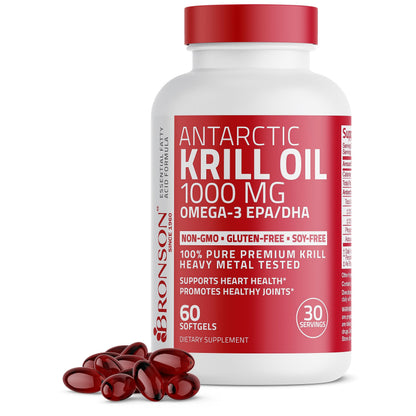 Bronson Antarctic Krill Oil 1000 mg with Omega-3s EPA, DHA, Astaxanthin BronsonBuy Supplements Australia