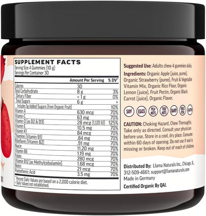 Llama Naturals Multivitamin for Women, Vegan, Organic Gummies with Vitamin D, C and K, Women's Real Fruit Gummy Vitamins Llama NaturalsBuy Supplements Australia