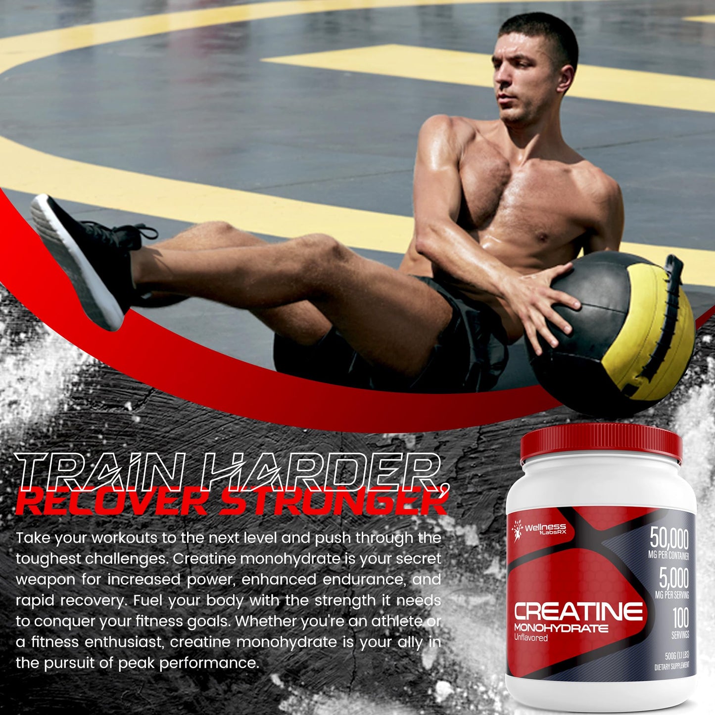 Creatine Monohydrate Powder - 5000mg Micronized for Muscle Growth, Enhanced WELLNESS LABSRXBuy Supplements Australia