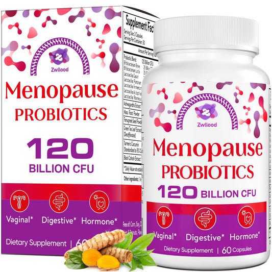 Menopause Supplements for Women, 120 Billion CFU Menopause Probiotics for Women, All-Natural Probiotic for Hot Flashes Menopause, Night Sweats, Mood Swings, Gut and Hormone - 60 Herbal Capsules ZwlloodBuy Supplements Australia