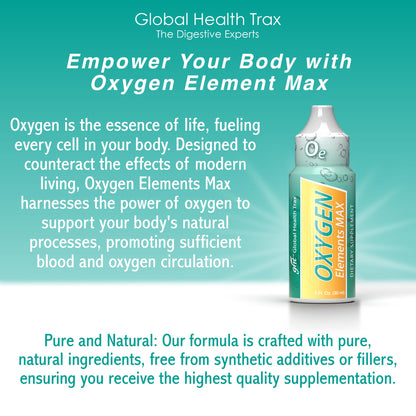GHT Oxygen Elements Max Liquid Oxygen Drops in 1 Ounce Bottle, Portable Supplement - Bolster Endurance and Stamina, Cleanse Cells (2 Pack) ght Global Health TraxBuy Supplements Australia