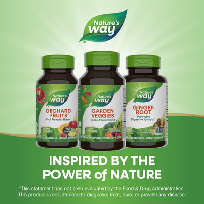 Nature’s Way Garden Veggies, Vegetable Supplement Capsules, Plant-Powered Powder Blend Made with 12 Different Vegetables, Green Superfood Veggie Blend