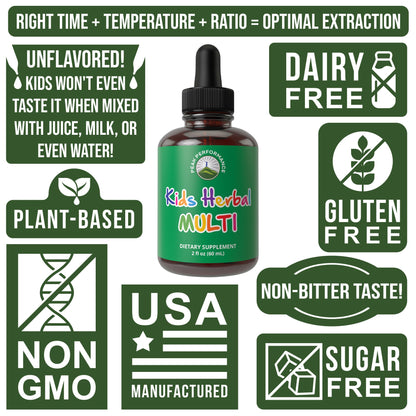 Kids Vitamins from Herbs. Liquid Kids Herbal Multivitamin. No Bitter Taste. Sugar Free 14-in-1 Vegan Supplement Drops for Toddlers, Children, Teens. Mixed in Water They Won't Even Taste It Peak PerformanceBuy Supplements Australia