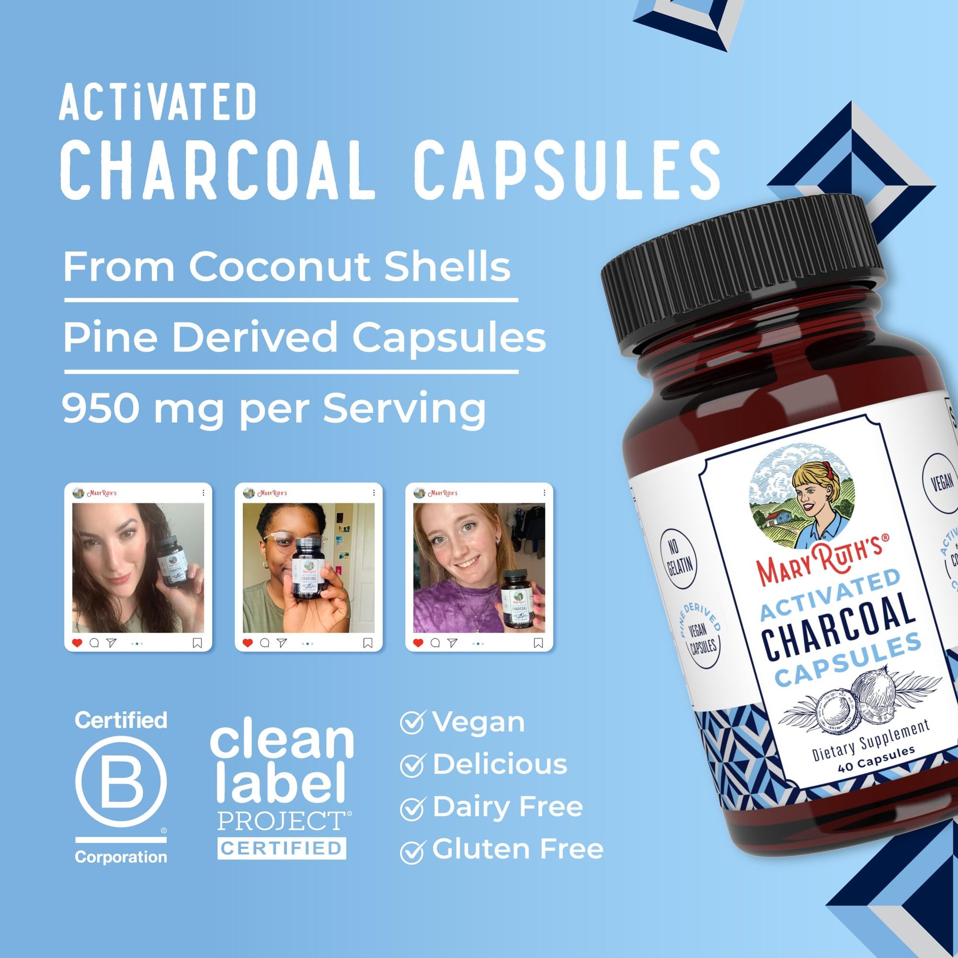 MaryRuth Organics Activated Charcoal Capsules | Substance Adsorption | Derived from Coconut Shells | Vegan Capsules from Pine Trees | Non-GMO | Gluten Free | 40 Count MARYRUTH'SBuy Supplements Australia