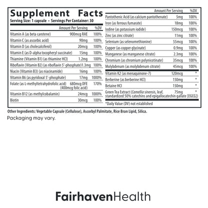 Fairhaven Health Menopause Multivitamin Essentials | Hormone Free Menopause Supplements for Women | Methylated Multivitamin for Women 50 and Over | Non-GMO | Perimenopause Supplements | 30 Capsules Fairhaven HealthBuy Supplements Australia