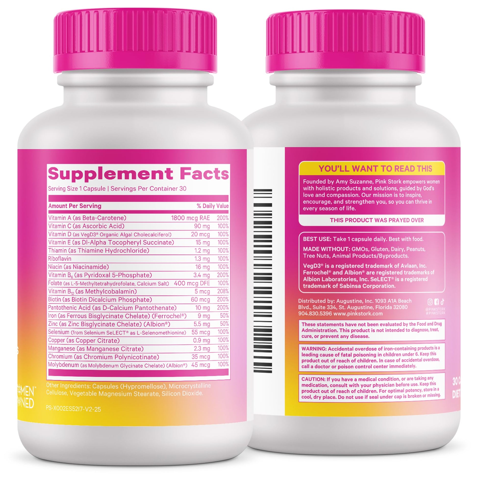 Pink Stork Total Women's Multivitamin - 19 Essential Vitamins for Women & Nutrients – Energy, Metabolism, Hormone, Immune & Mood Support – B6, B12, Biotin, Iron & Zinc – 30 Capsules Pink StorkBuy Supplements Australia