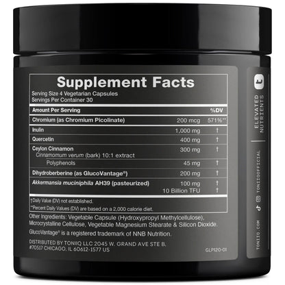 Toniiq GLP-1 Support — with Clinically Studied, Patented GlucoVantage® Dihydroberberine and Akkermansia — Appetite and Fullness Support — 120 Capsules (60-Day Supply) Toniiq buy supplements Au