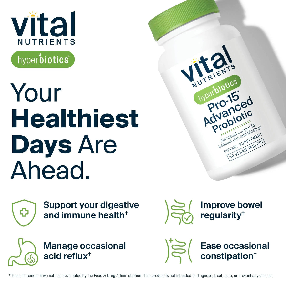 Hyperbiotics Vital Nutrients Pro-15 Advanced Probiotics for Women and Men | 15 Strains + Kiwifruit | Clinically Studied Daily Probiotics for Digestive Health, Gas, & Bloating | 30 Vegan Tablets HyperbioticsBuy Supplements Australia