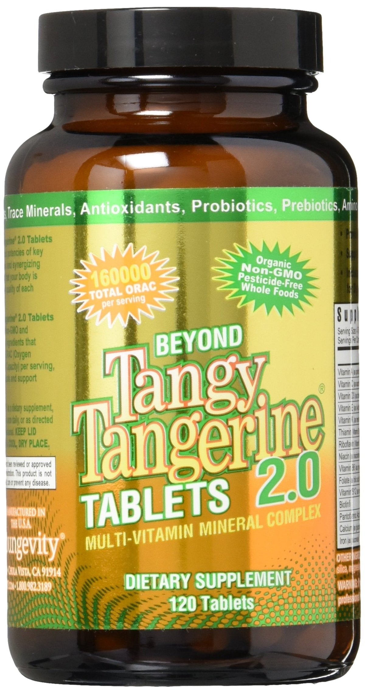 Youngevity Beyond Tangy Tangerine 2.0 Multi-Vitamin & Mineral Complex - Made with Natural & Whole Foods | 160,000 ORAC | 120 Tablets | 1 Bottle YoungevityBuy Supplements Australia