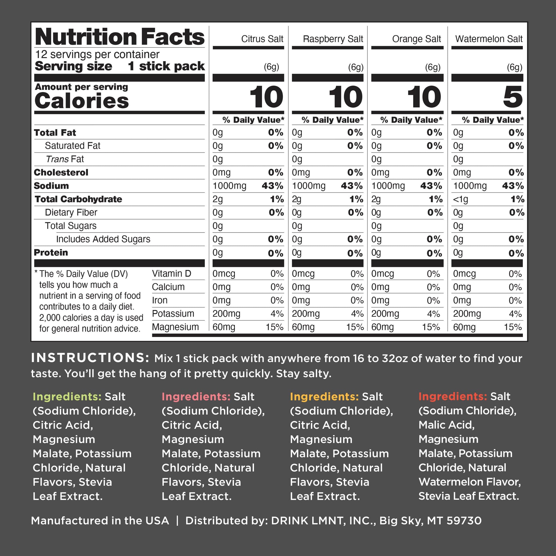 LMNT Zero Sugar Electrolytes - Variety Pack | Drink Mix | 12-Count Drink LMNTBuy Supplements Australia
